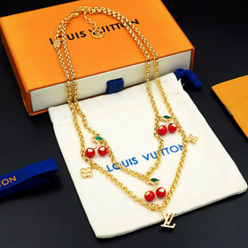 Louis Vuitton LV Cherry Letter Floral Necklace-3814  