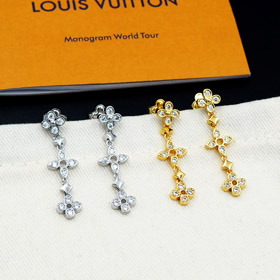 Louis Vuitton LV lace hollow inlaid zircon floral pattern earrings-0014