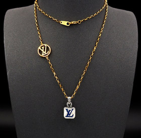 Louis Vuitton LV letter pendant stacked dice necklace-0054  
