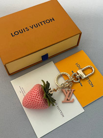 Louis Vuitton LV red pink strawberry bag decoration keychain pendant-0060
