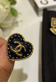 Chanel vintage gold double C denim pattern love ring-0221