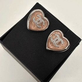 Chanel earrings rhinestone double c pink blue love earrings-0229