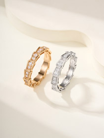 Bulgari full diamond snake bone ring-0238  