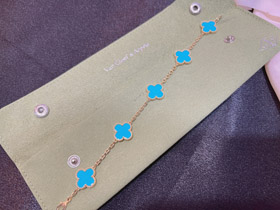 Van Cleef & Arpels five-flower turquoise bracelet-0391