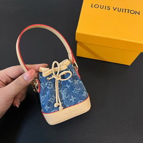 Louis Vuitton LV mini denim bucket bag pendant keychain -0418  